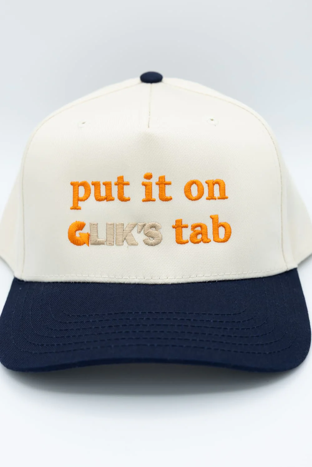 Put It On Gliks Tab Trucker Hat for Women in Navy/Tan | KDC-BC-1171-NVY-TAN - Image 4