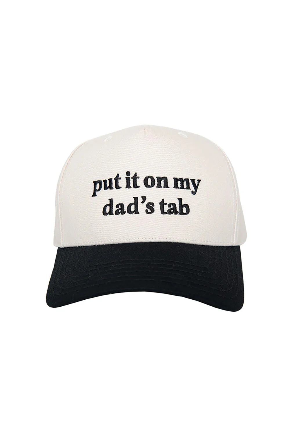 Put It On My Dad’s Tab Trucker Hat for Women in Black/Tan | KDC-BC-1154-BLK-TAN - Image 2