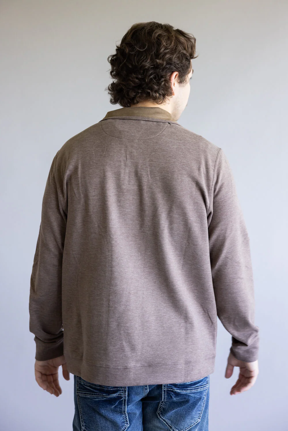 Quarter Zip Neck Sweater for Men in Tan | 10090-TAN - Image 2