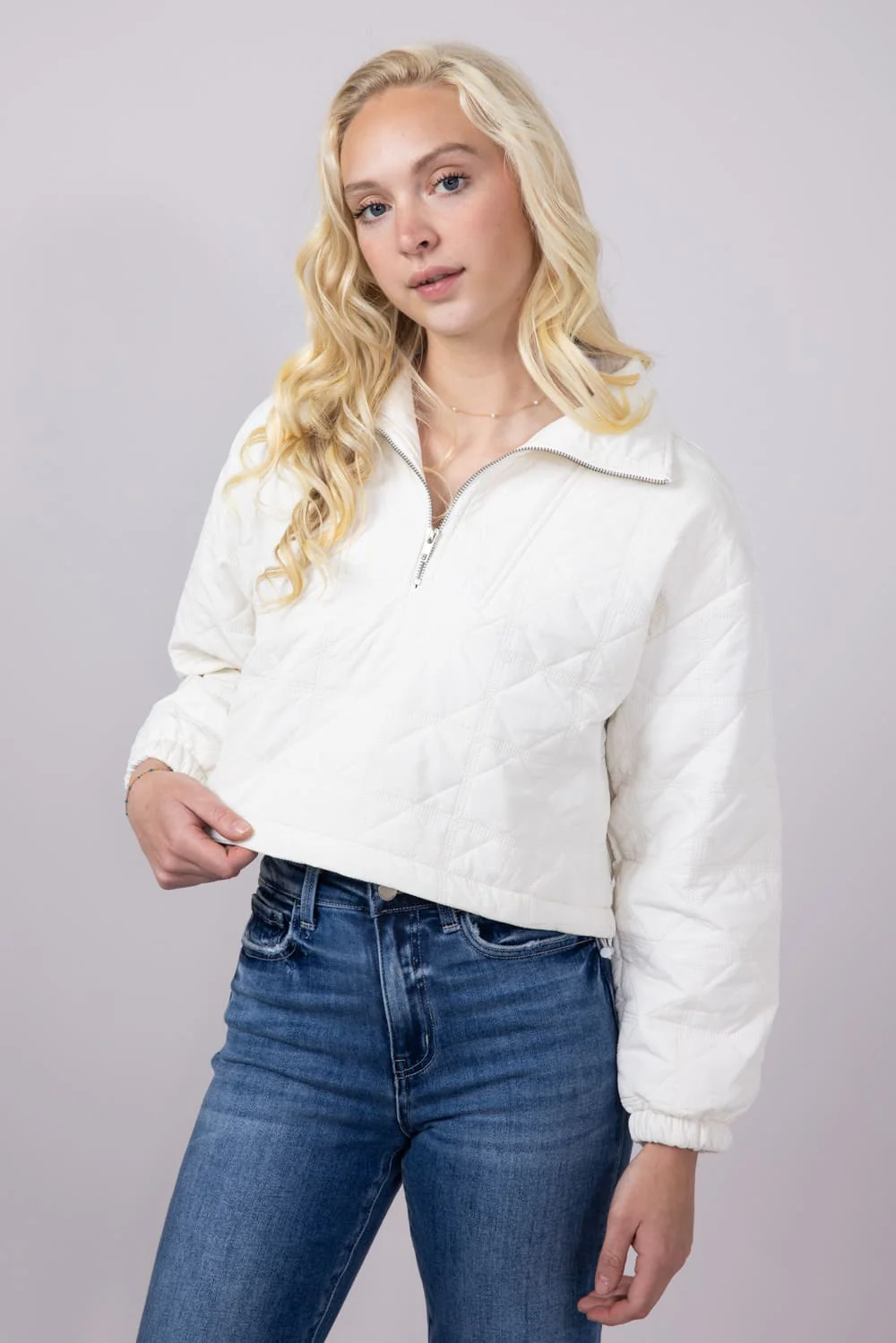 Quilted Puffer Quarter Zip for Women - Image 2