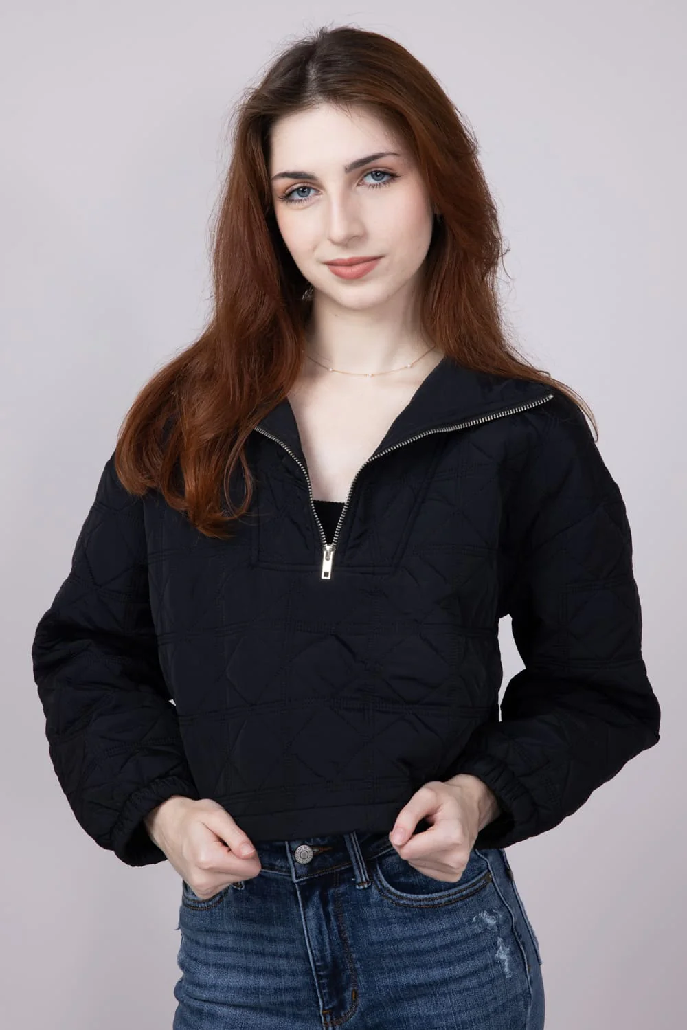 Quilted Puffer Quarter Zip for Women - Image 3