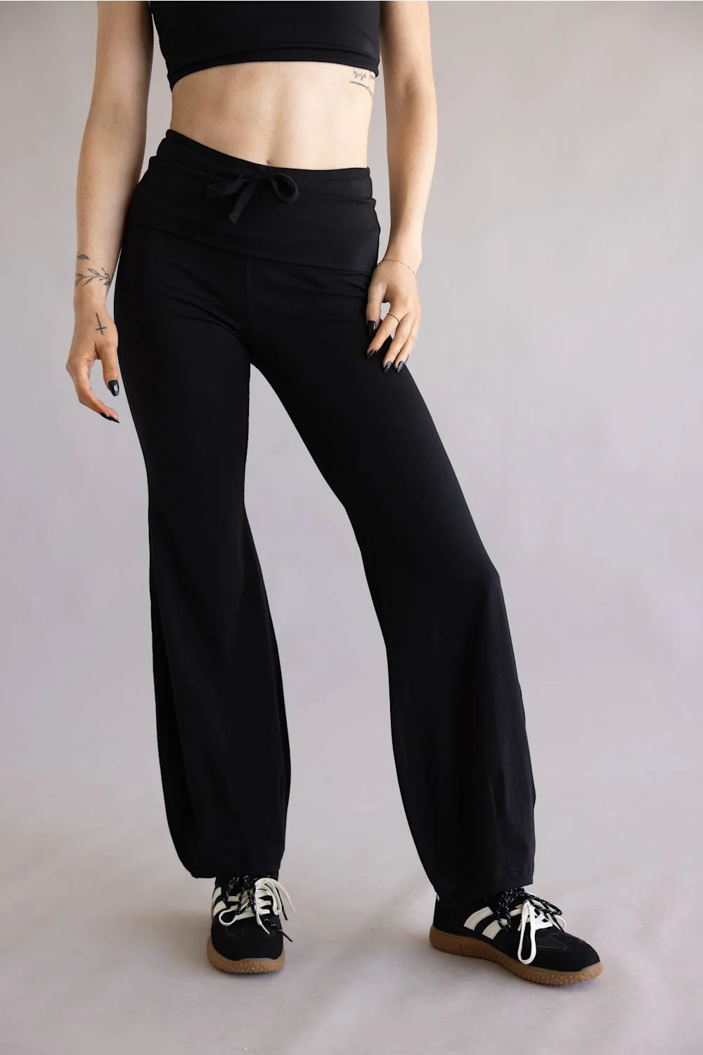 Tie Waist Bubble Flare Leggings for Women - Image 3