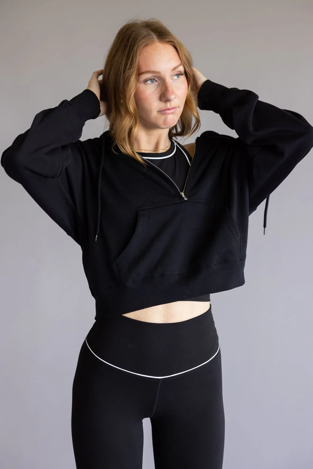 Reflex Half Zip Drawstring Fleece Hoodie for Women - Image 2