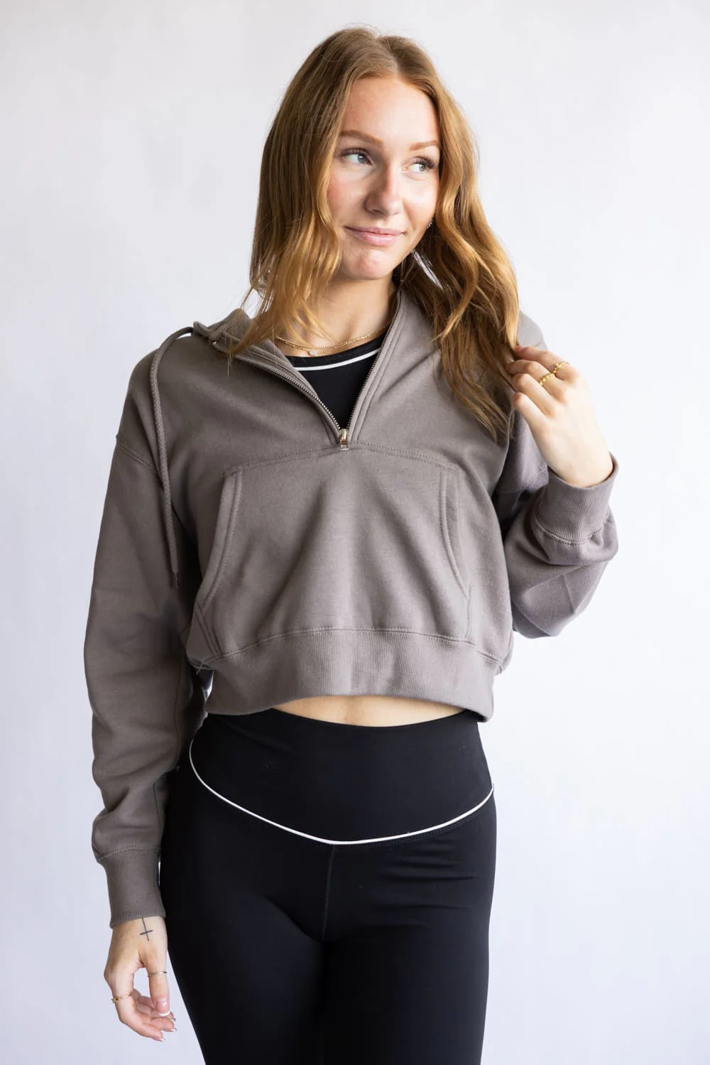 Reflex Half Zip Drawstring Fleece Hoodie for Women - Image 3