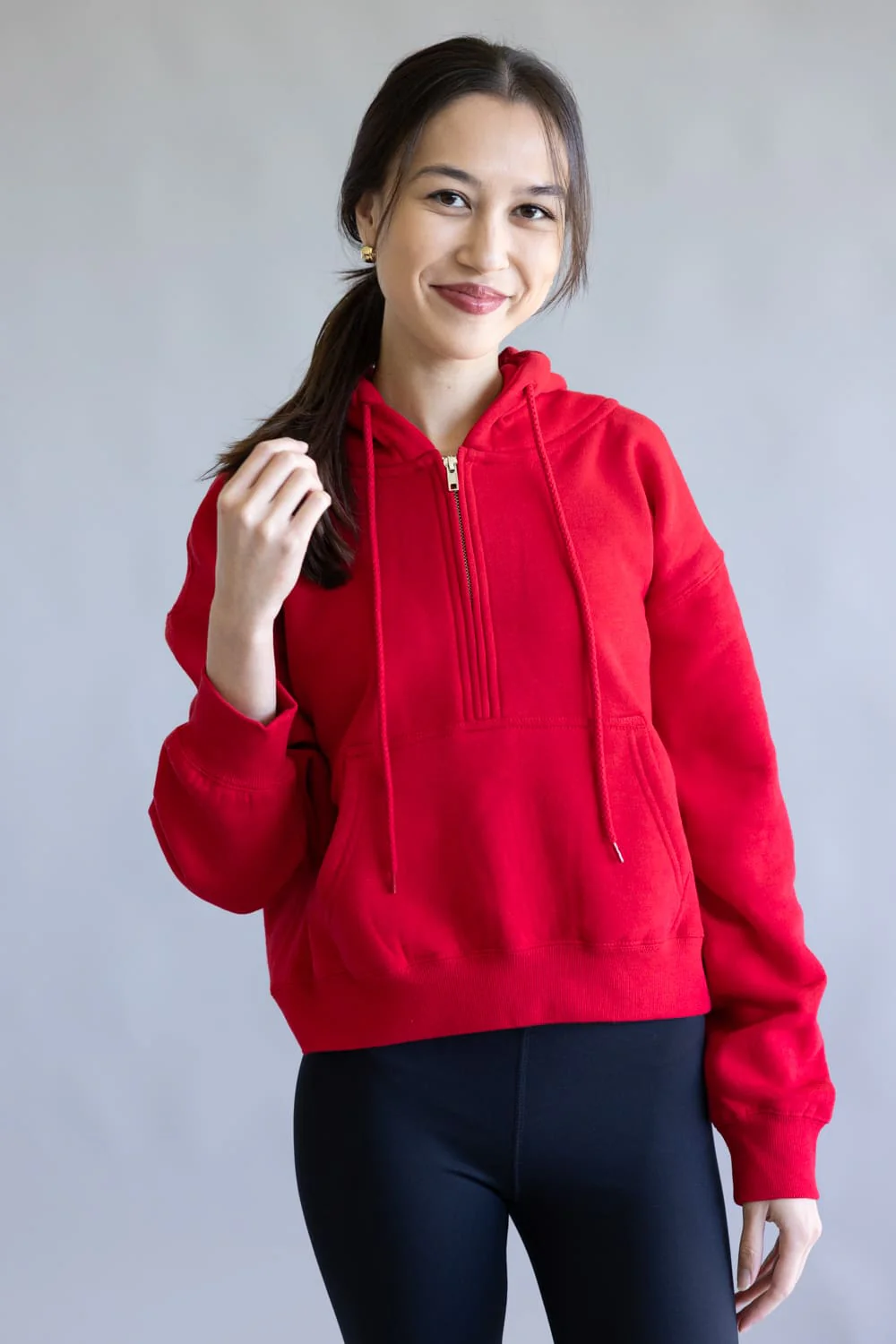 Reflex Half Zip Drawstring Fleece Hoodie for Women - Image 7