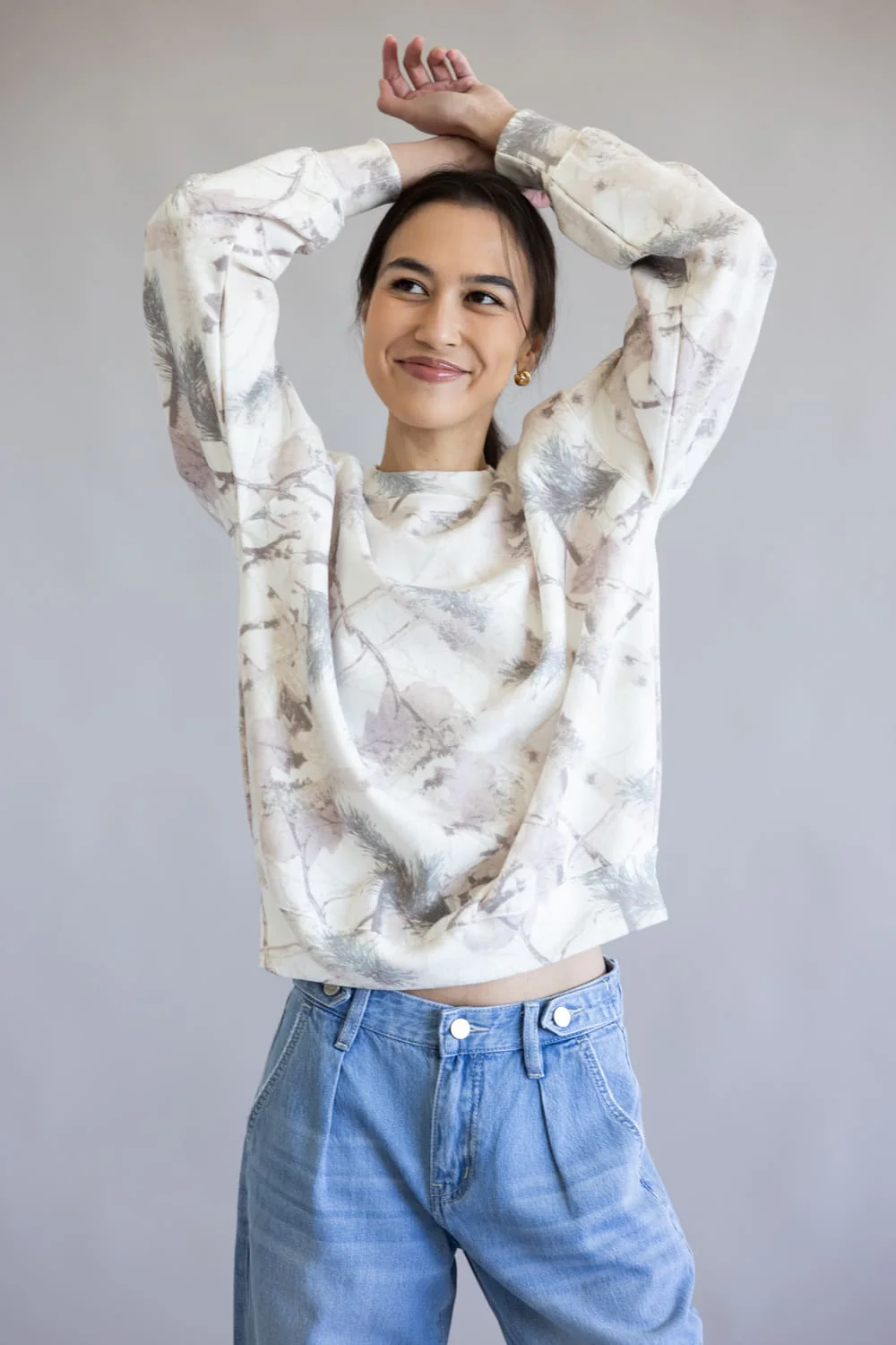 Relaxed Fit Fleece Sweatshirt for Women in Pink Camo | T2522-PINKCAMO - Image 2