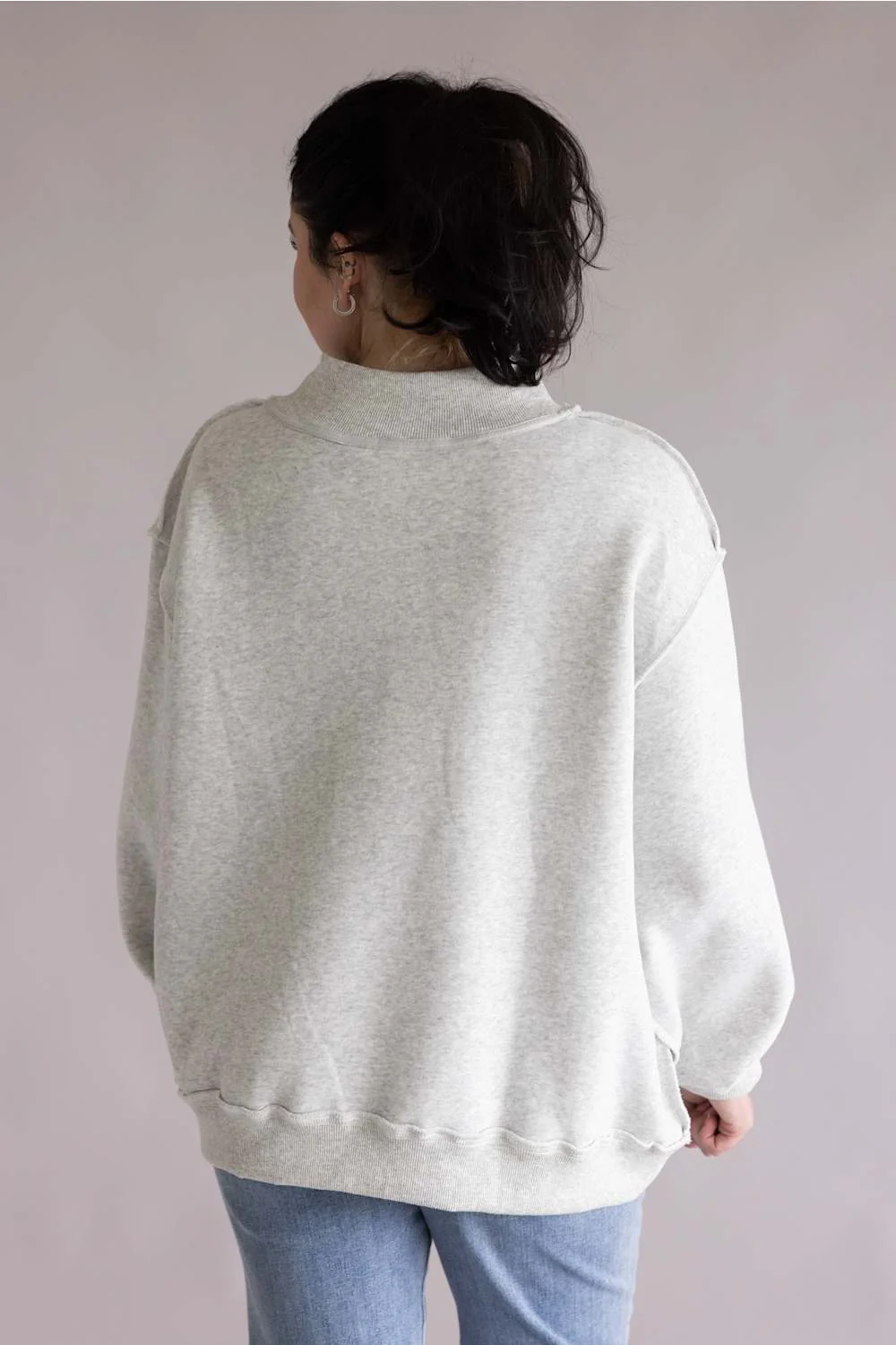 Reversible Indiana Mock Neck Sweatshirt for Women in Light Heather | IT2594-INDIANA - Image 3