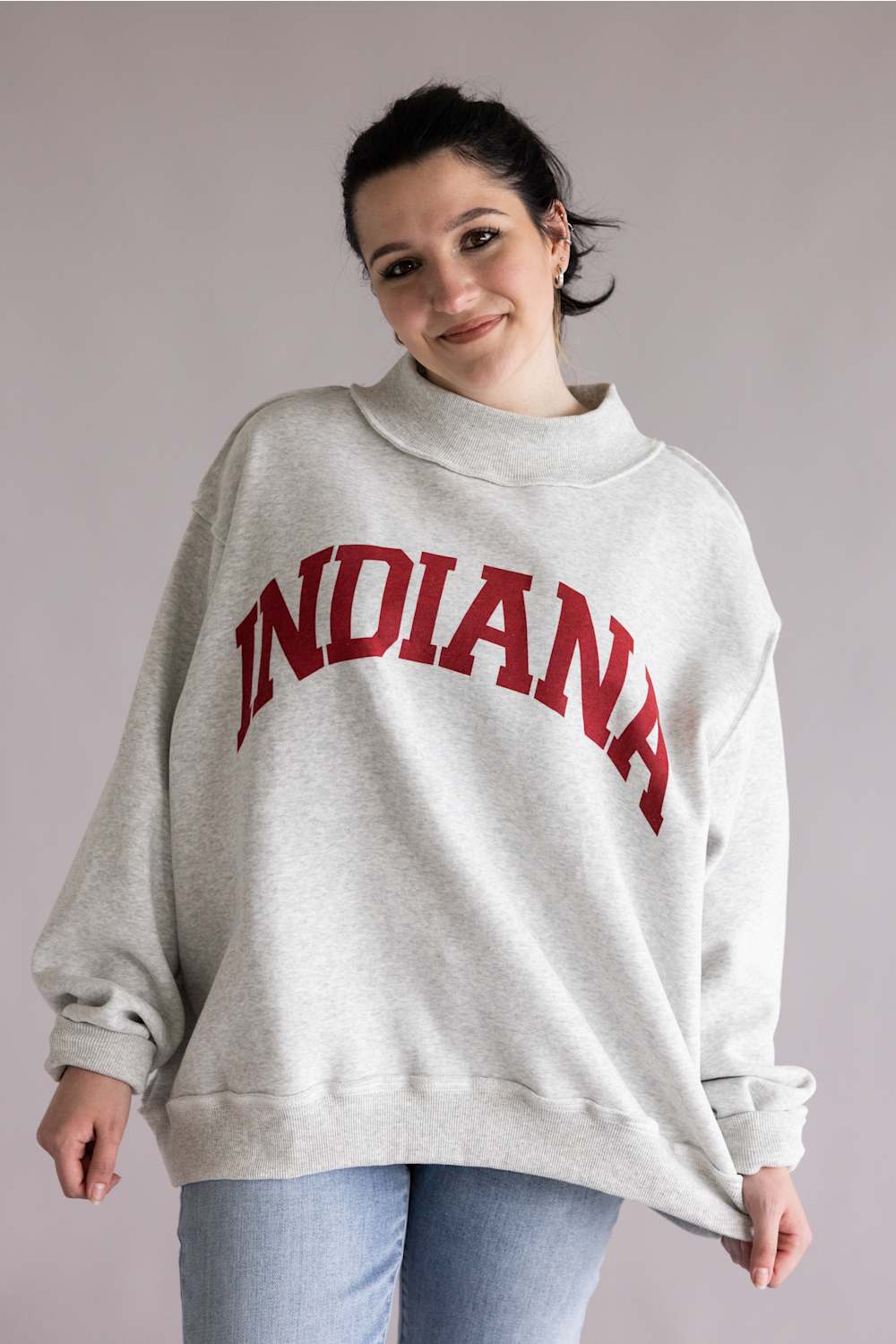 Reversible Indiana Mock Neck Sweatshirt for Women in Light Heather | IT2594-INDIANA - Image 4