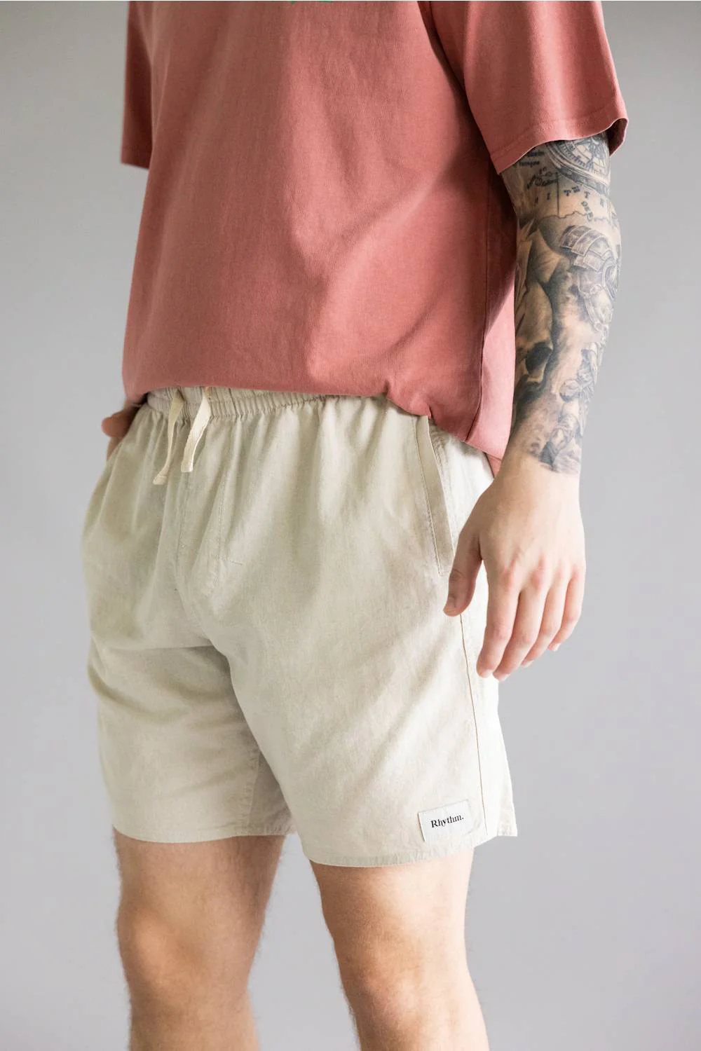 Rhythm Classic Linen Jam Shorts for Men in Sand | CLA24M-JA11-SAN - Image 2