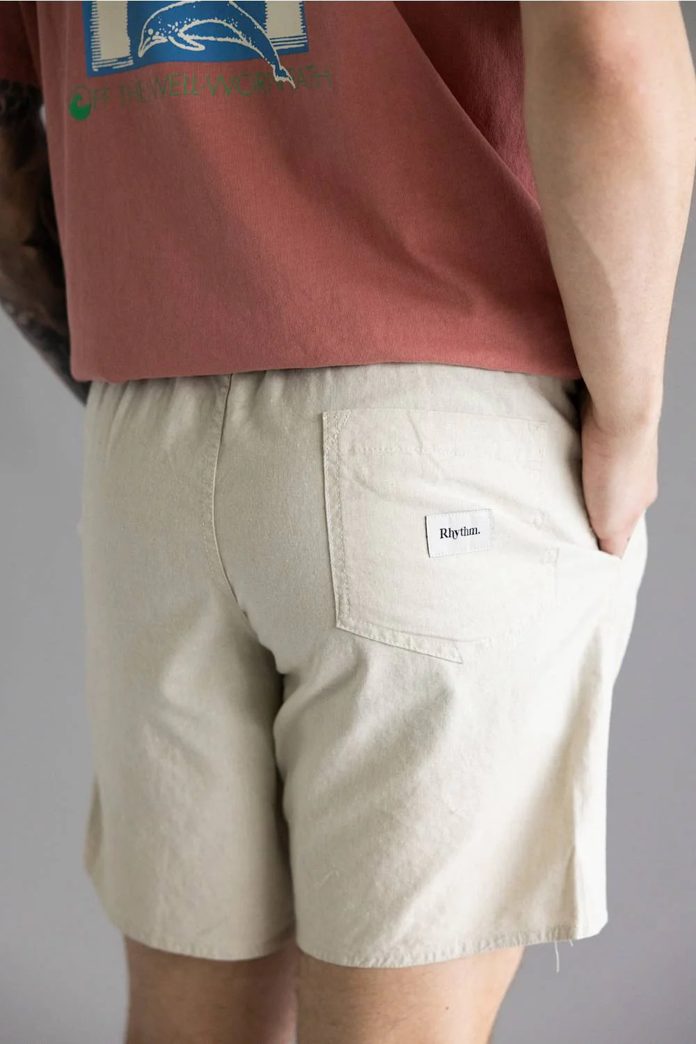 Rhythm Classic Linen Jam Shorts for Men in Sand | CLA24M-JA11-SAN - Image 3