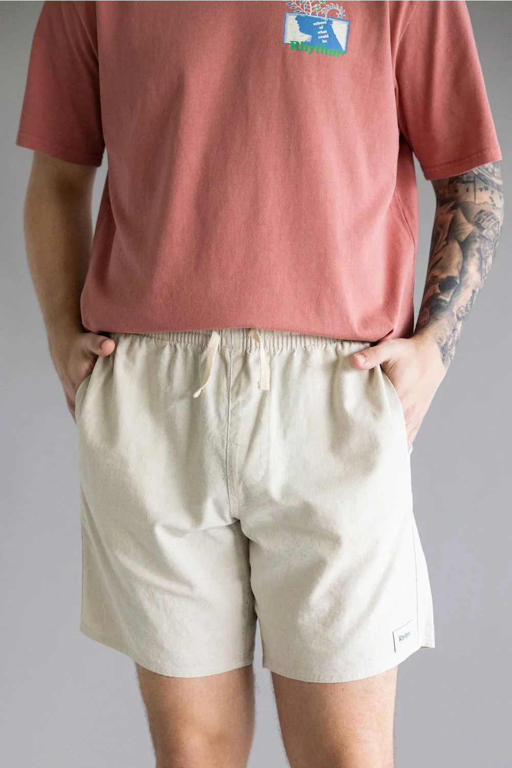 Rhythm Classic Linen Jam Shorts for Men in Sand | CLA24M-JA11-SAN - Image 5