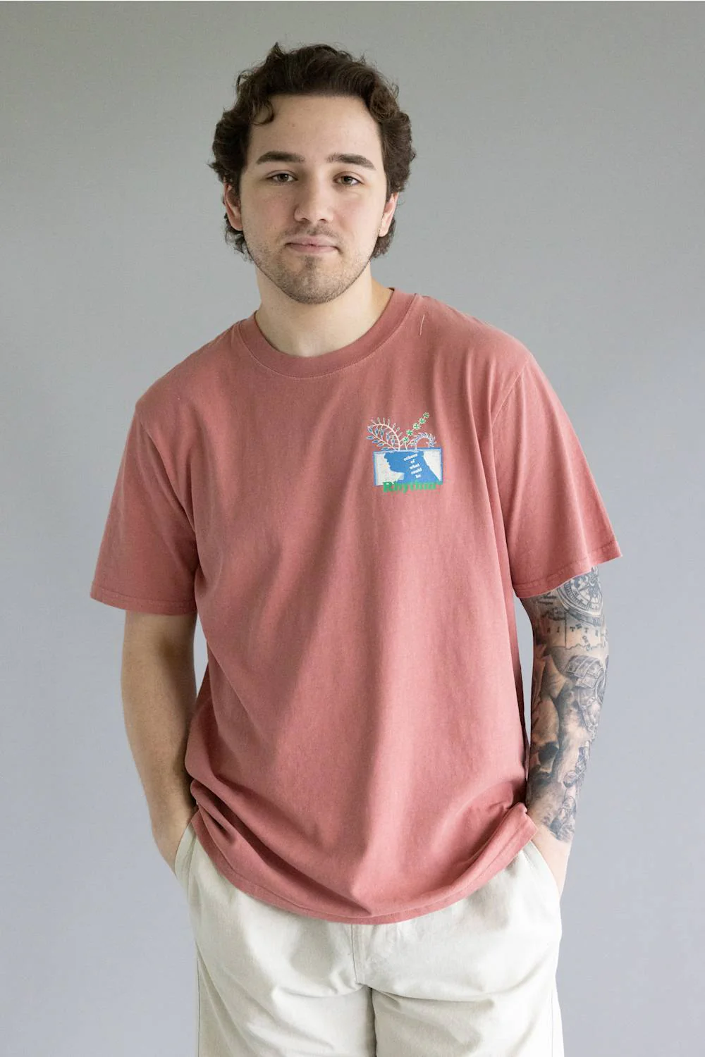 Rhythm Echoes Vintage T-Shirt for Men in Dusty Rose | 0426M-PT07-DRE ROSE - Image 2