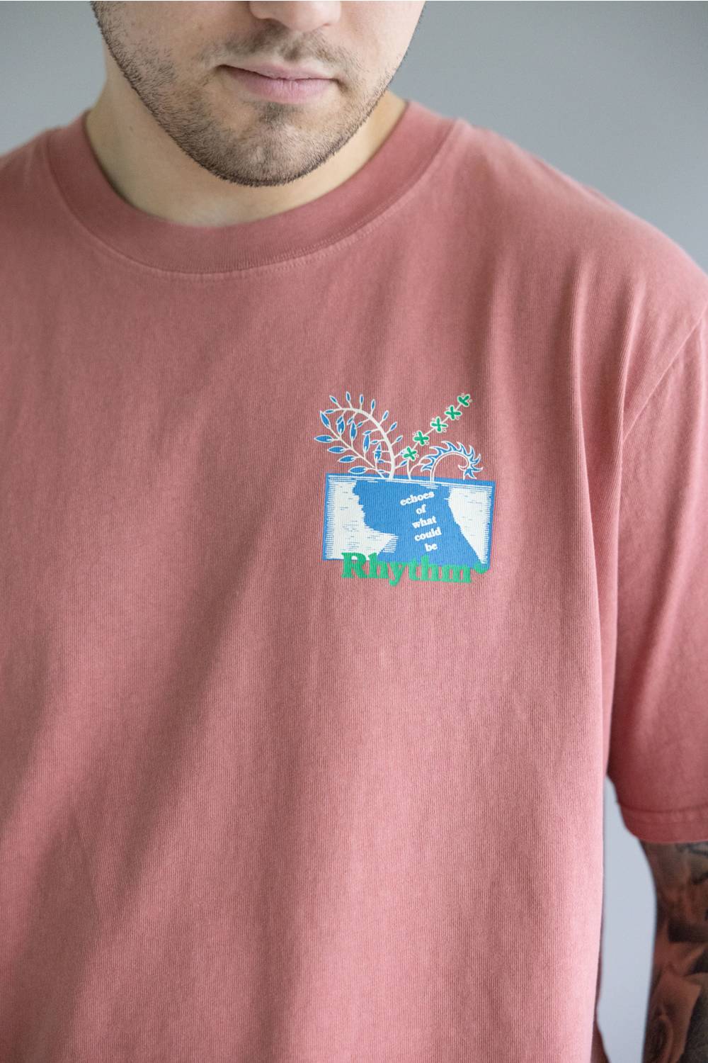 Rhythm Echoes Vintage T-Shirt for Men in Dusty Rose | 0426M-PT07-DRE ROSE - Image 4