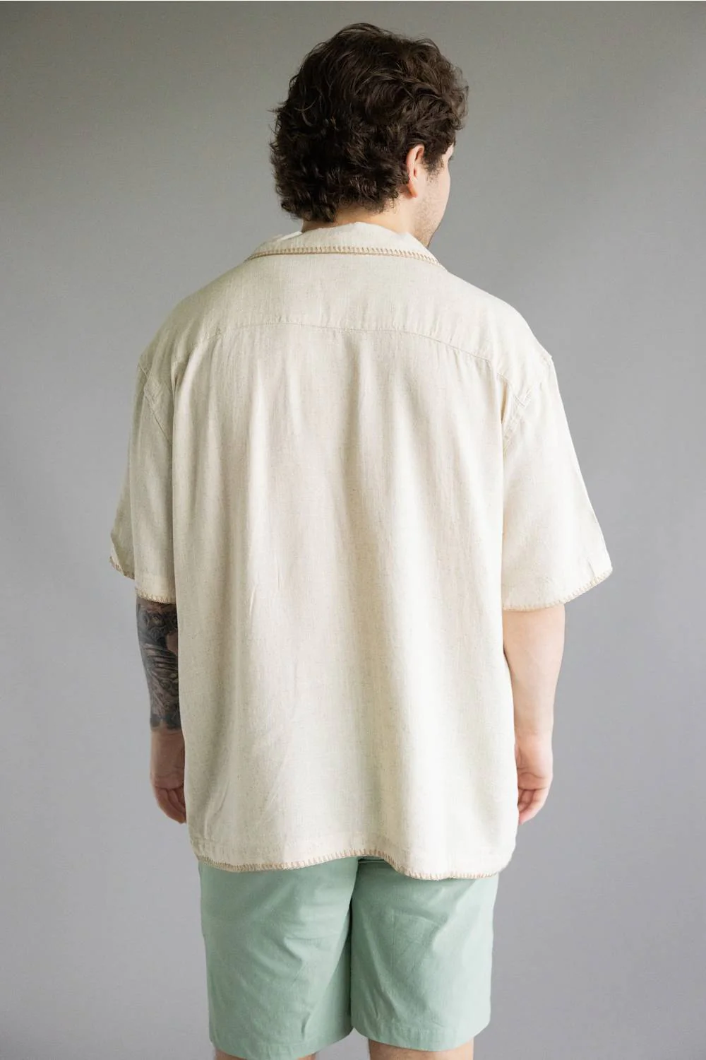 Rhythm Linen Whip Stitch Woven Shirt for Men in Natural | 0426M-WT08-NAT NATURAL - Image 3