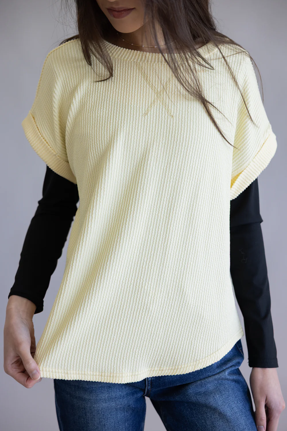 Ribbed Knit Top for Women in Butter Yellow | J5ST1019A-BUTTERYELLOW - Image 5