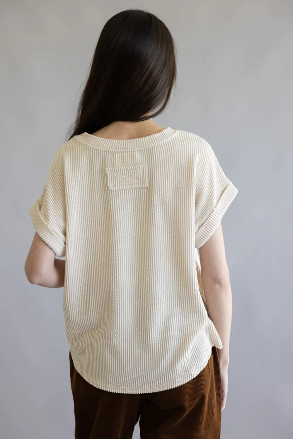 Ribbed Knit Top for Women in Cream | J5ST1019-CREAM - Image 4