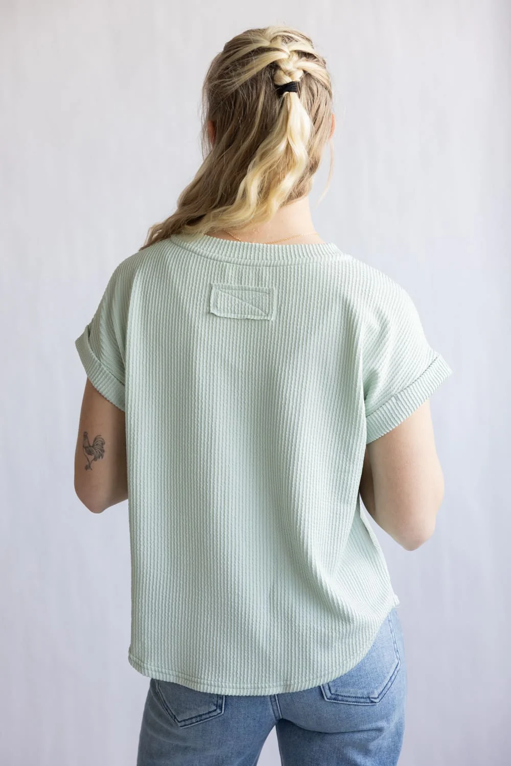 Ribbed Knit Top for Women in Dusty Mint | J5ST1019A-DUSTYMINT - Image 4