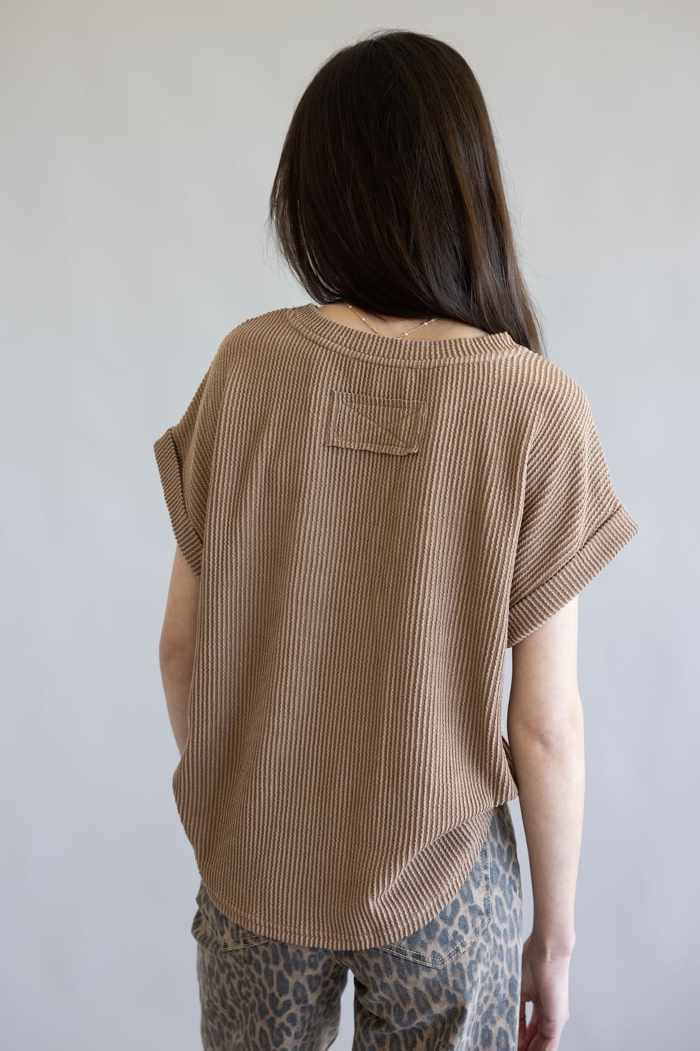 Ribbed Knit Top for Women in Mocha | J5ST1019-MOCHA - Image 4