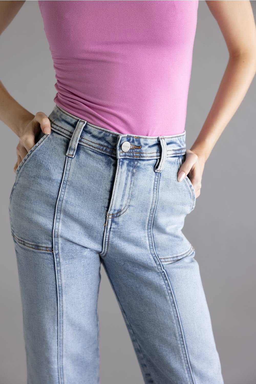 Risen High Rise Crop Straight Jeans for Women | PSC21072-LT - Image 3