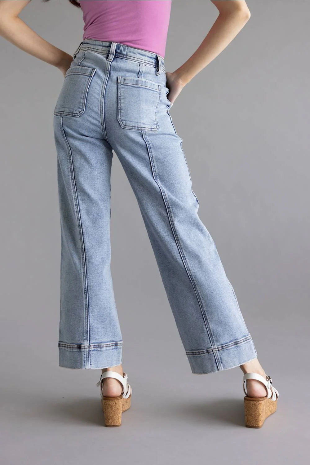Risen High Rise Crop Straight Jeans for Women | PSC21072-LT - Image 4