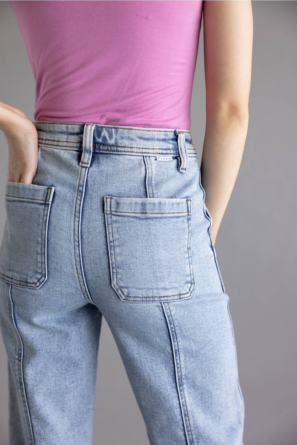 Risen High Rise Crop Straight Jeans for Women | PSC21072-LT - Image 5