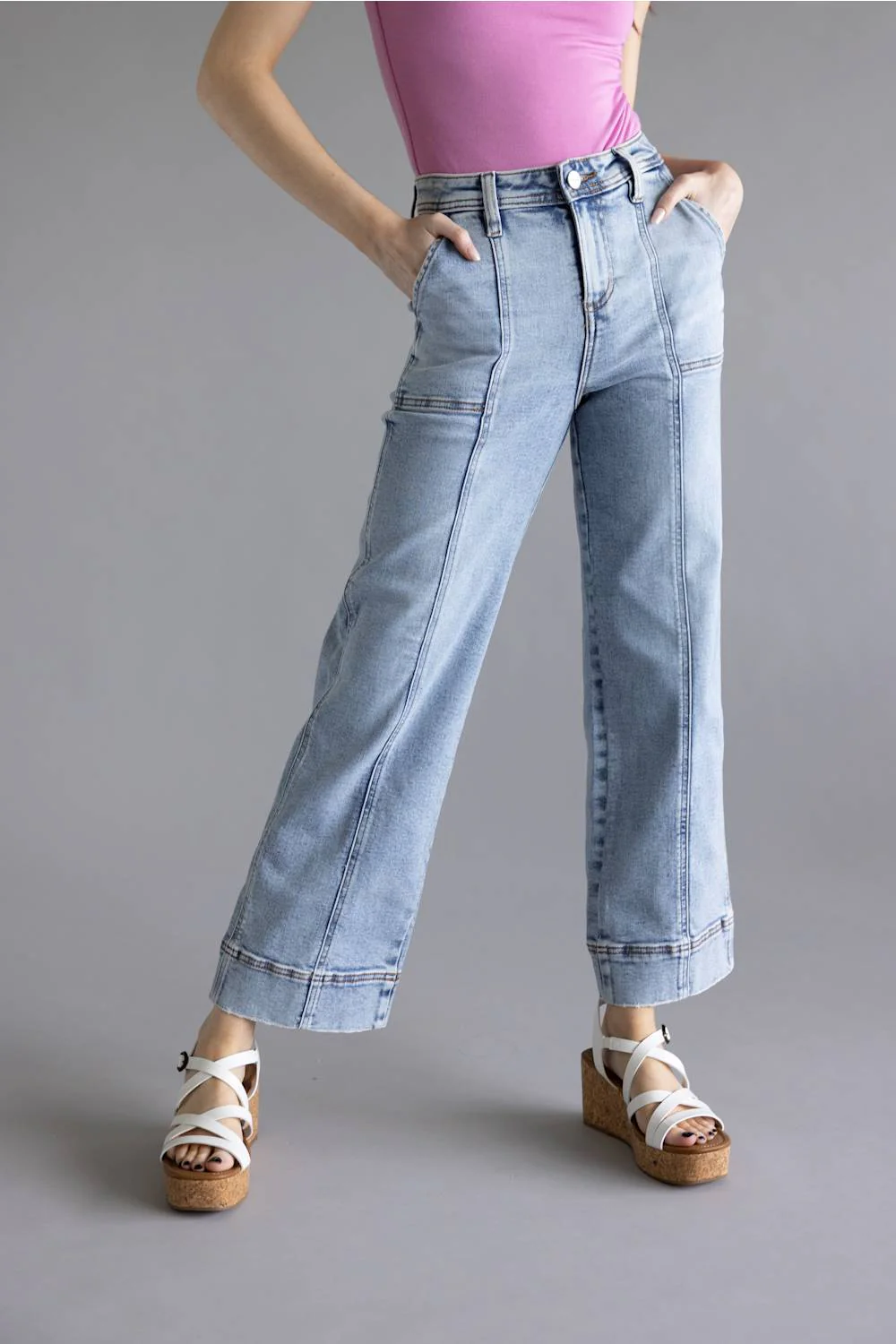 Risen High Rise Crop Straight Jeans for Women | PSC21072-LT - Image 6