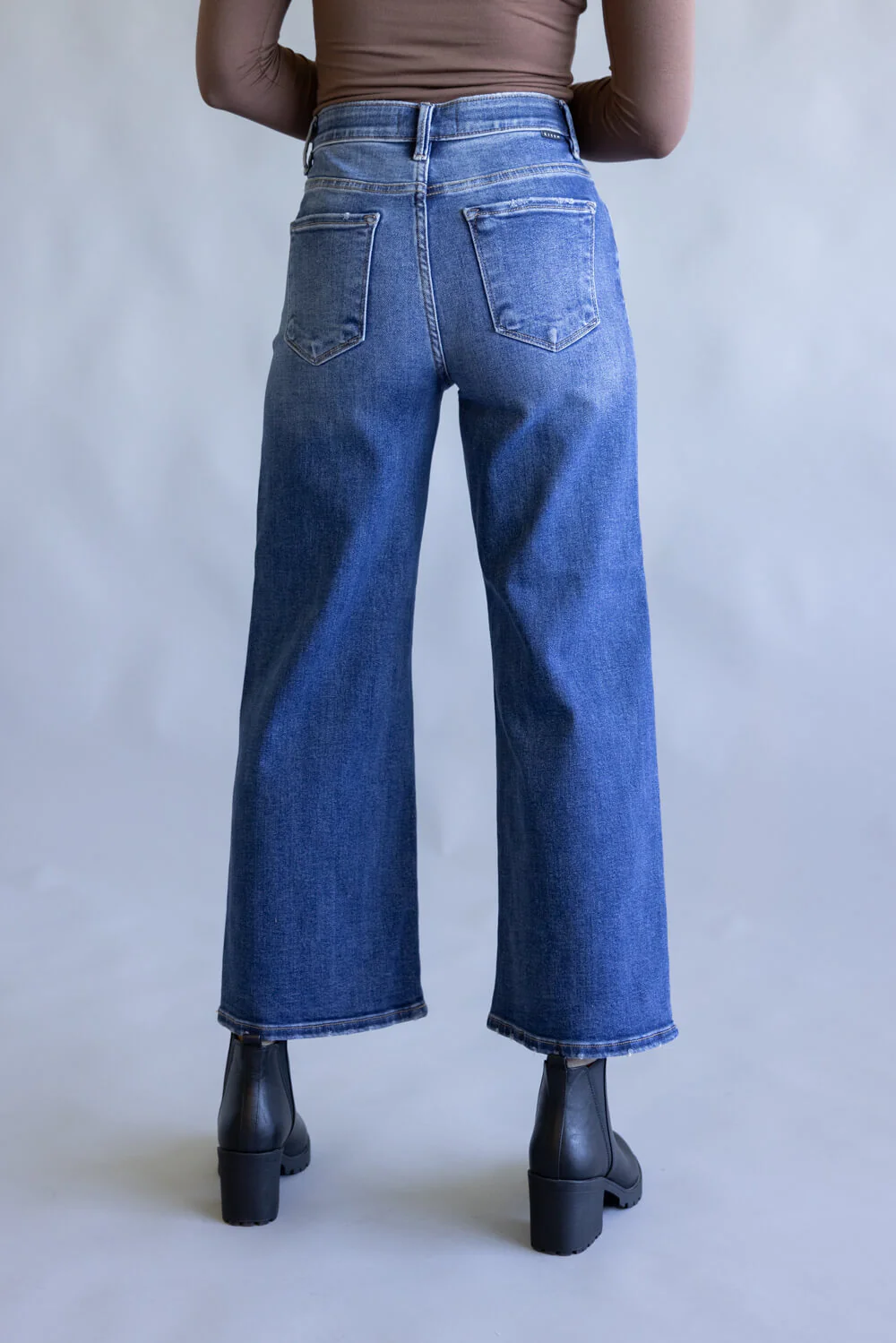Risen High Rise Crop Wide Jeans for Women in Dark Wash | RDP5909-DK - Image 2