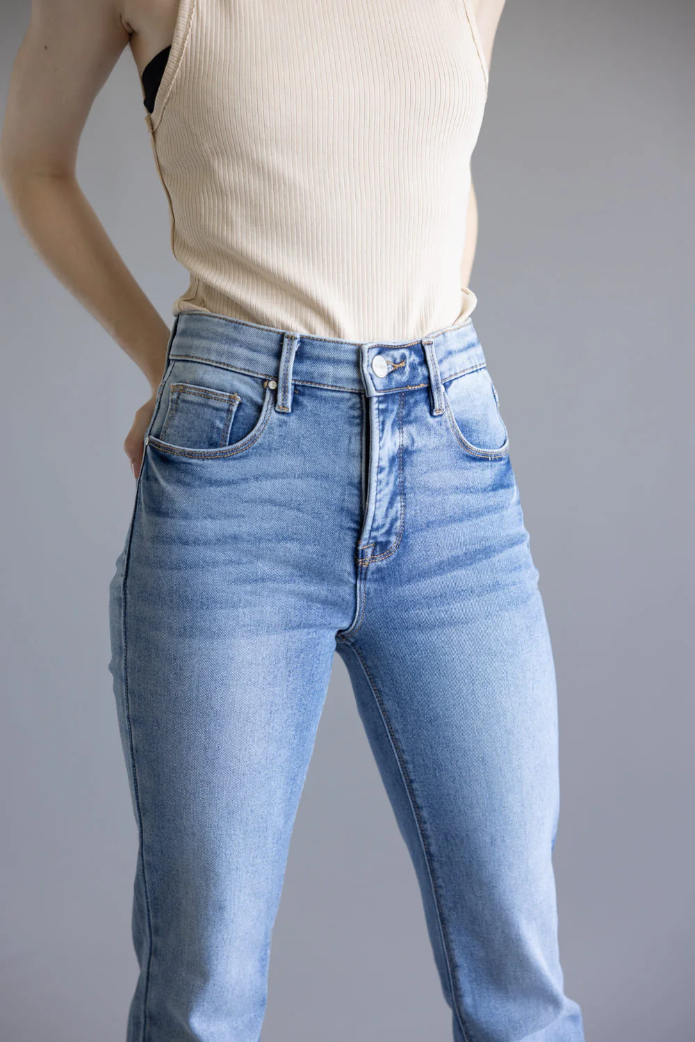 Risen High Rise Tummy Control Flare Jeans for Women | GL_RDP5914-MD - Image 3
