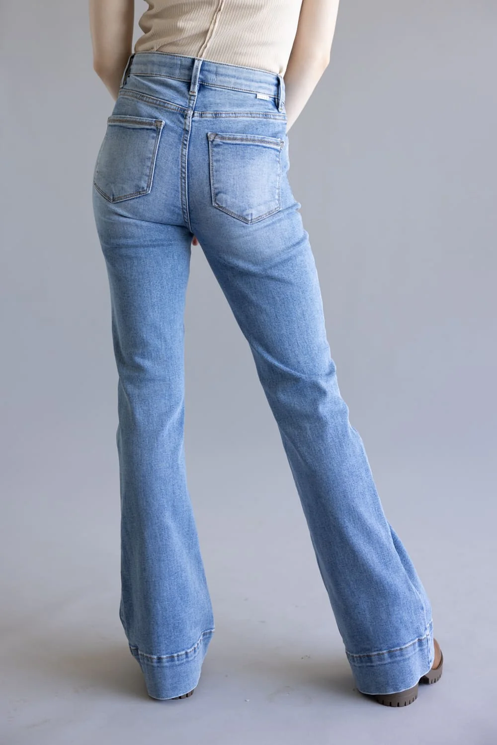 Risen High Rise Tummy Control Flare Jeans for Women | GL_RDP5914-MD - Image 4