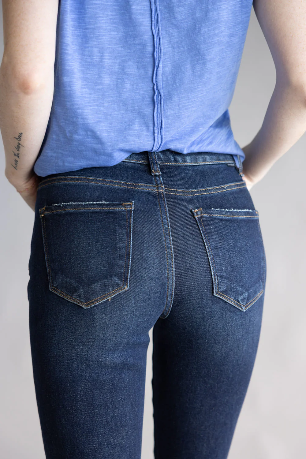 Risen High Rise Tummy Control Flare Jeans for Women | RDP5967-DK - Image 2