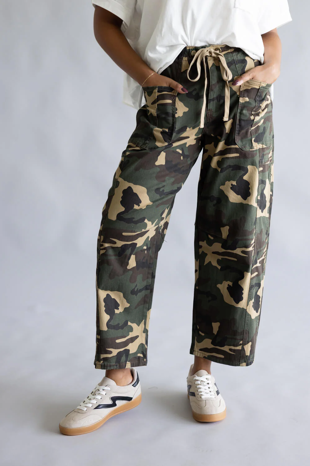 Risen Mid-Rise Barrel Jeans for Women in Camo | PG21258-CAMO - Image 2