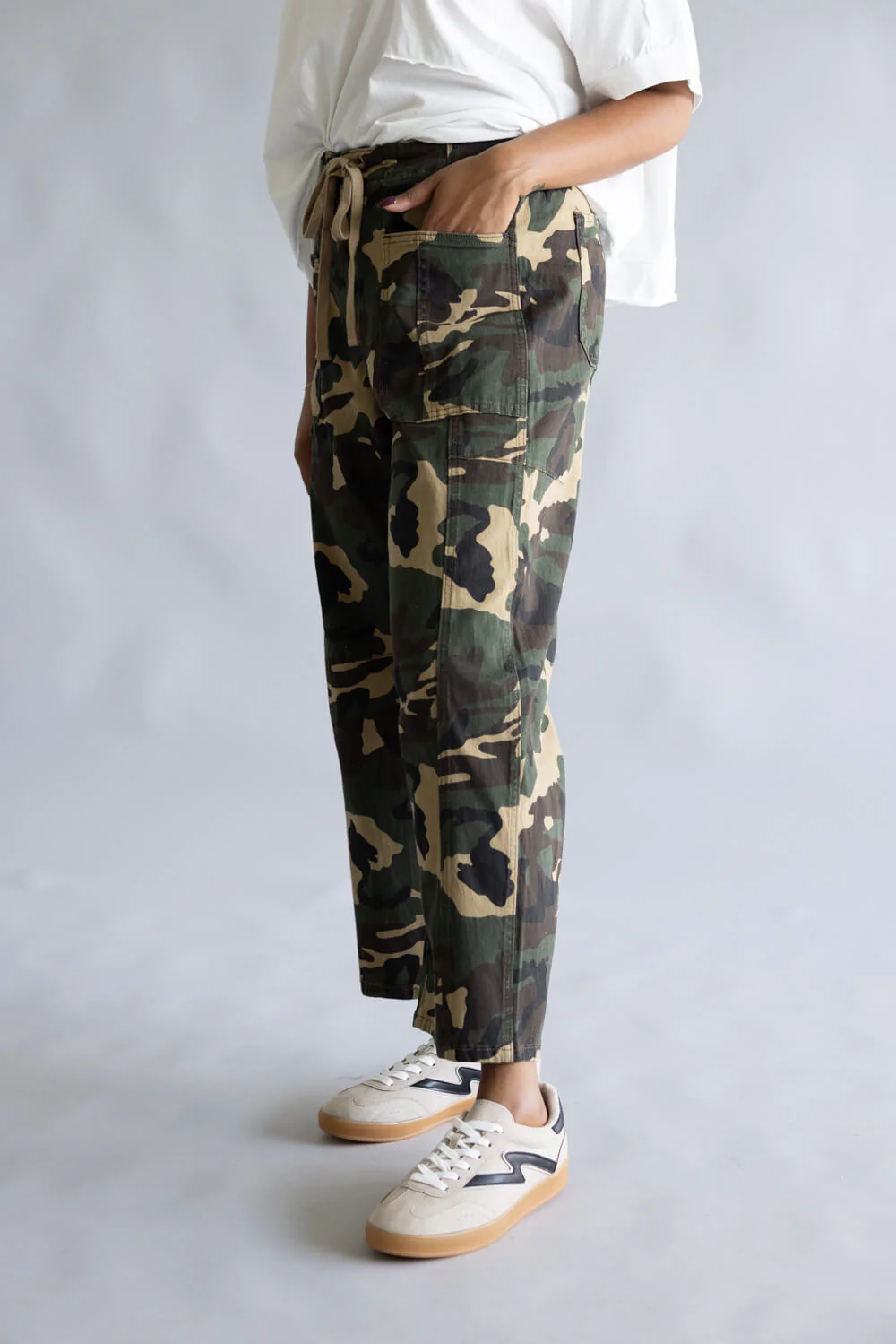 Risen Mid-Rise Barrel Jeans for Women in Camo | PG21258-CAMO - Image 4