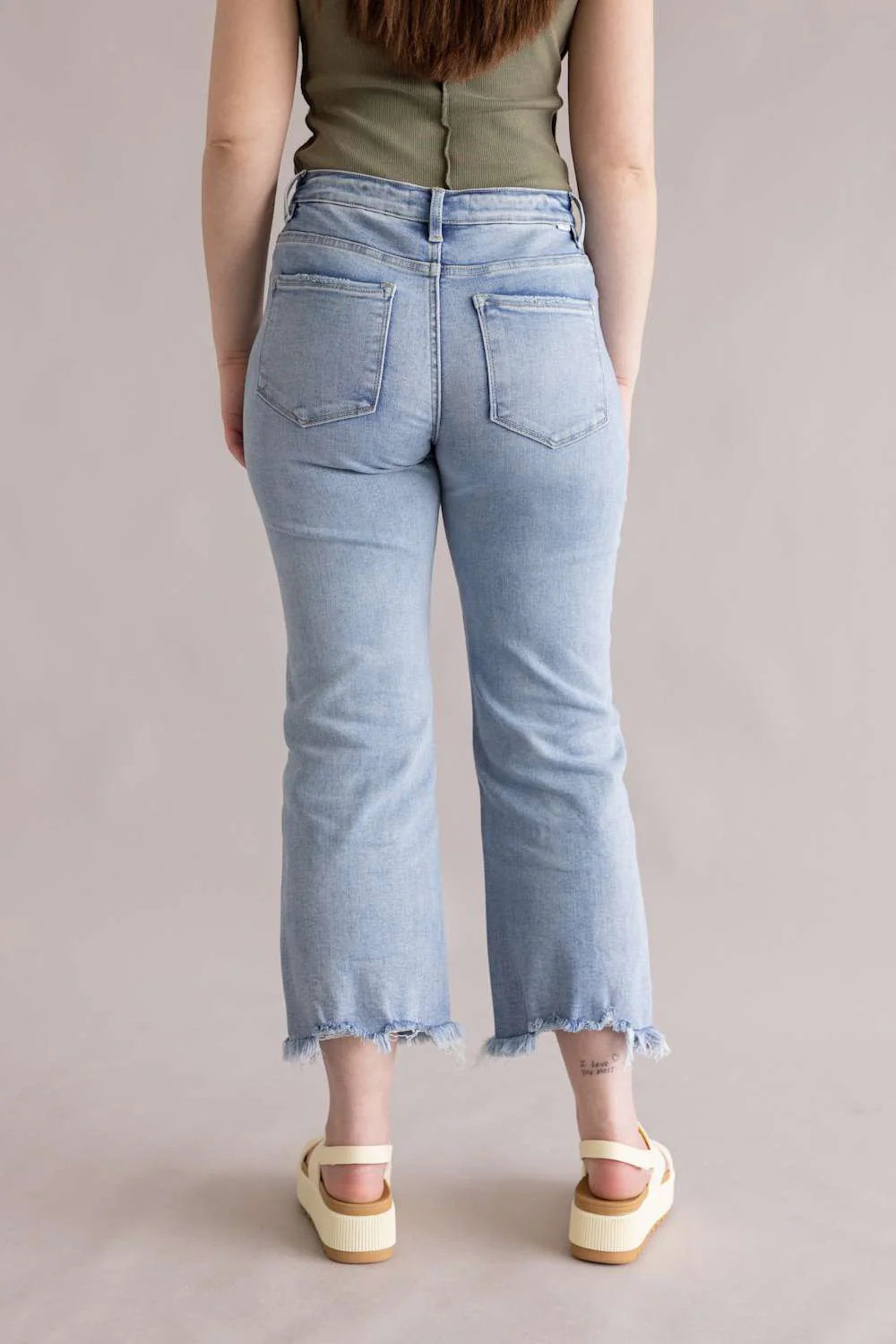 Risen Mid Rise Crop Straight Jeans for Women | PSC21137-LT - Image 3