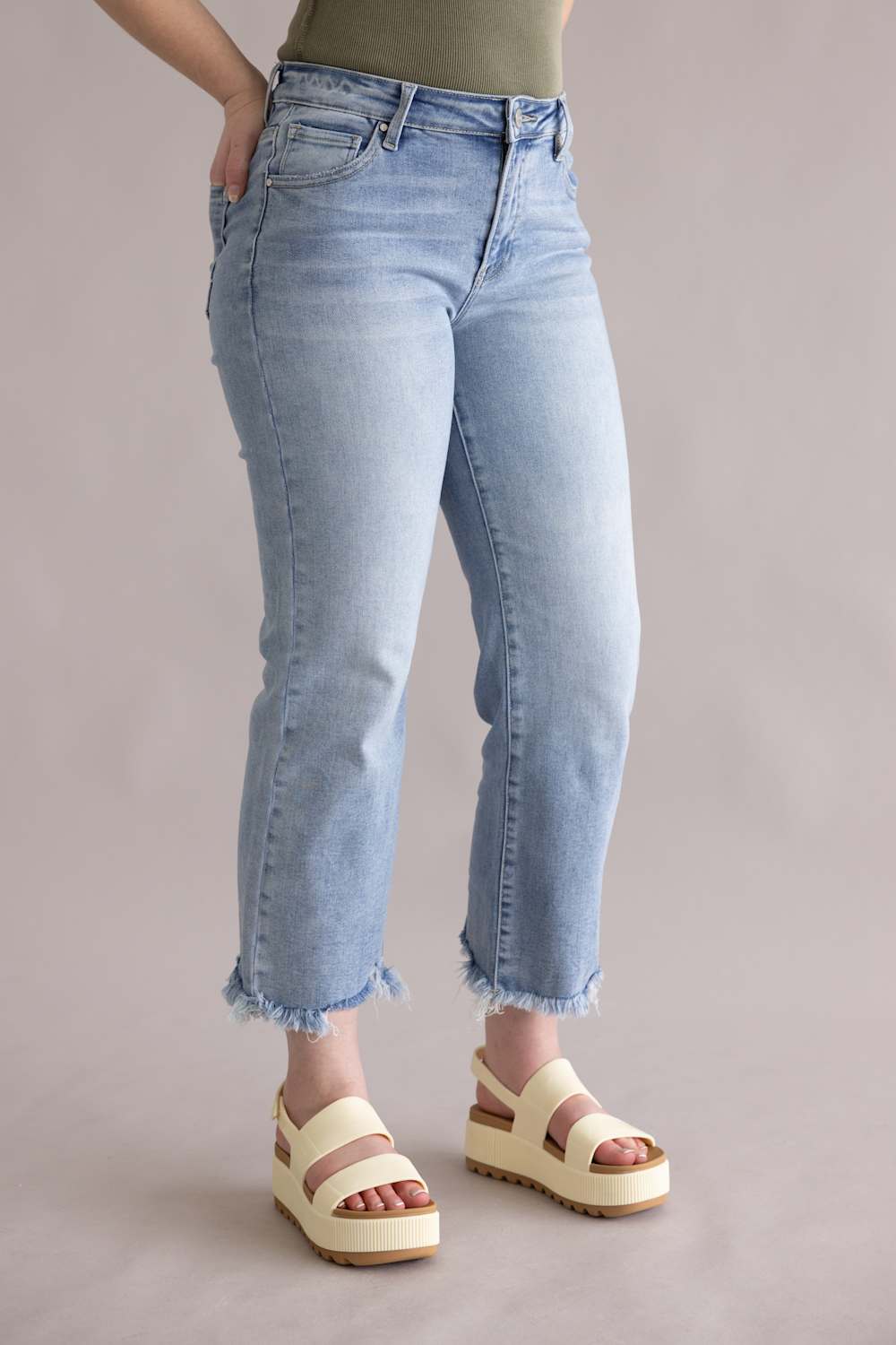 Risen Mid Rise Crop Straight Jeans for Women | PSC21137-LT - Image 4