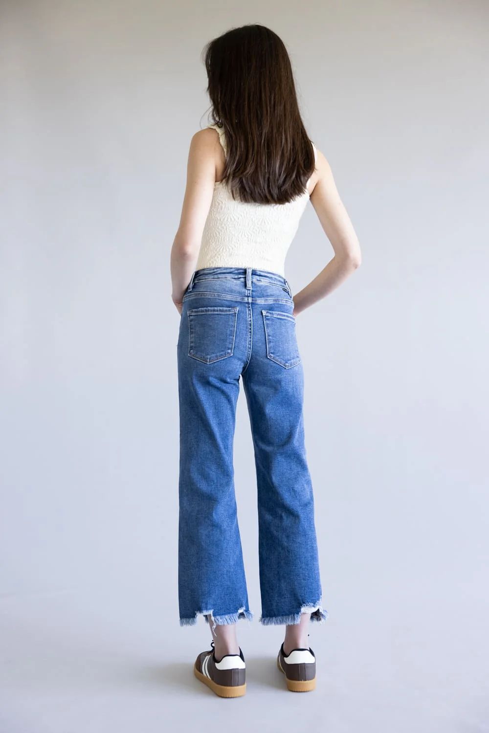 Risen Mid Rise Crop Straight Jeans for Women | PSC21137-DK - Image 2
