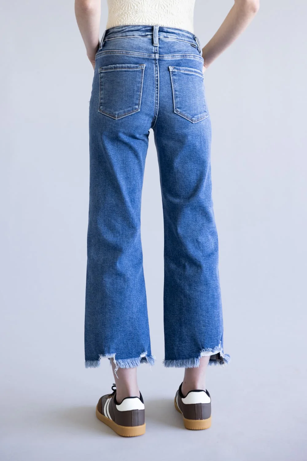 Risen Mid Rise Crop Straight Jeans for Women | PSC21137-DK - Image 4