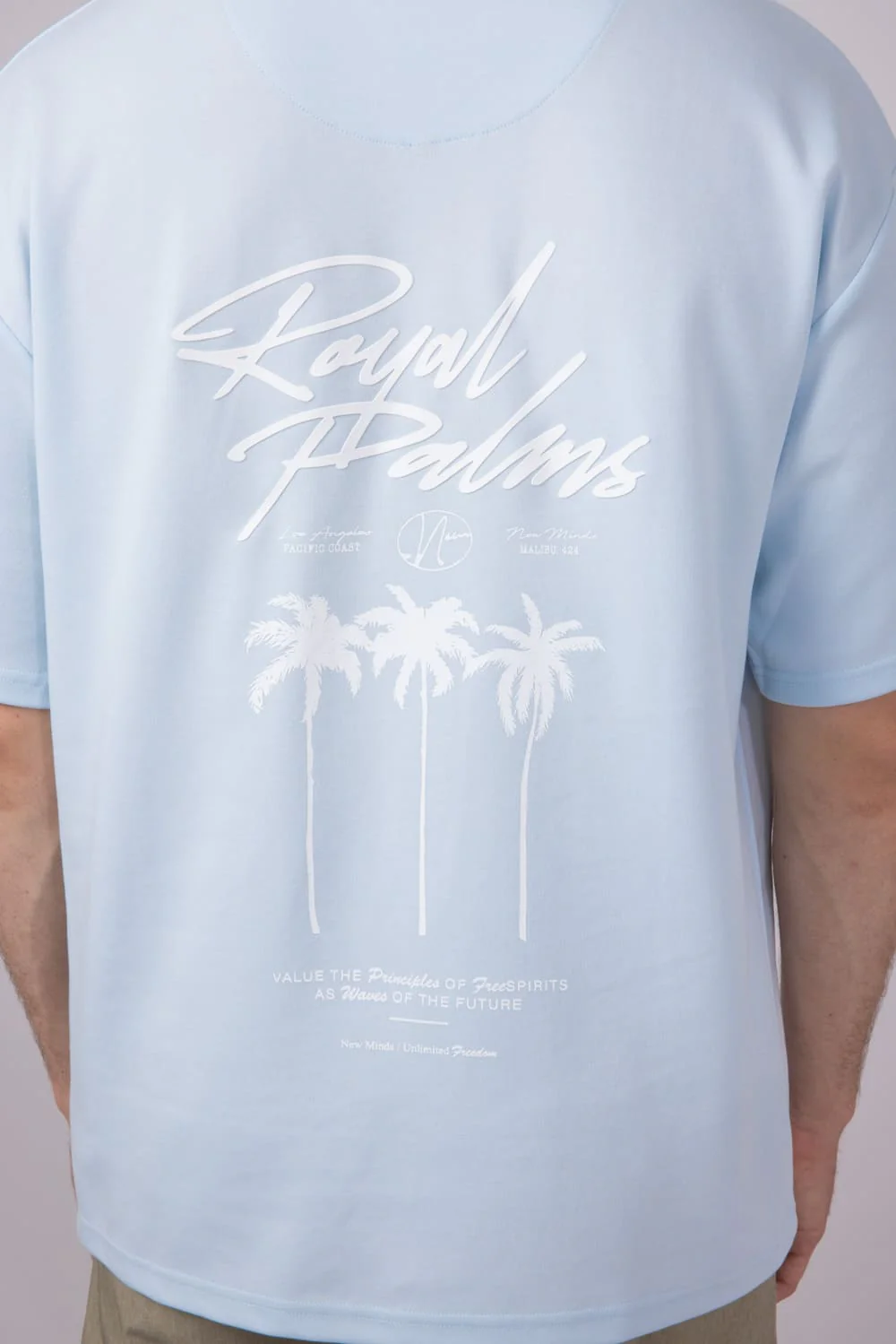 Cactus Man Royal Palms T-Shirt for Men in Light Blue | CKTS C176 - Image 3