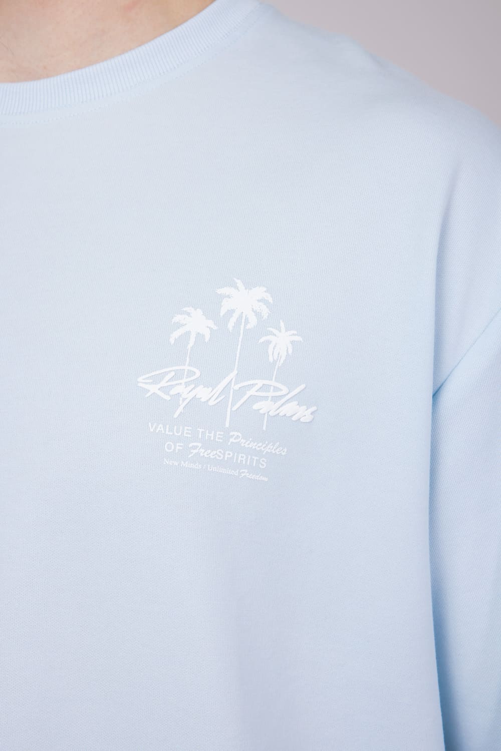 Cactus Man Royal Palms T-Shirt for Men in Light Blue | CKTS C176 - Image 4