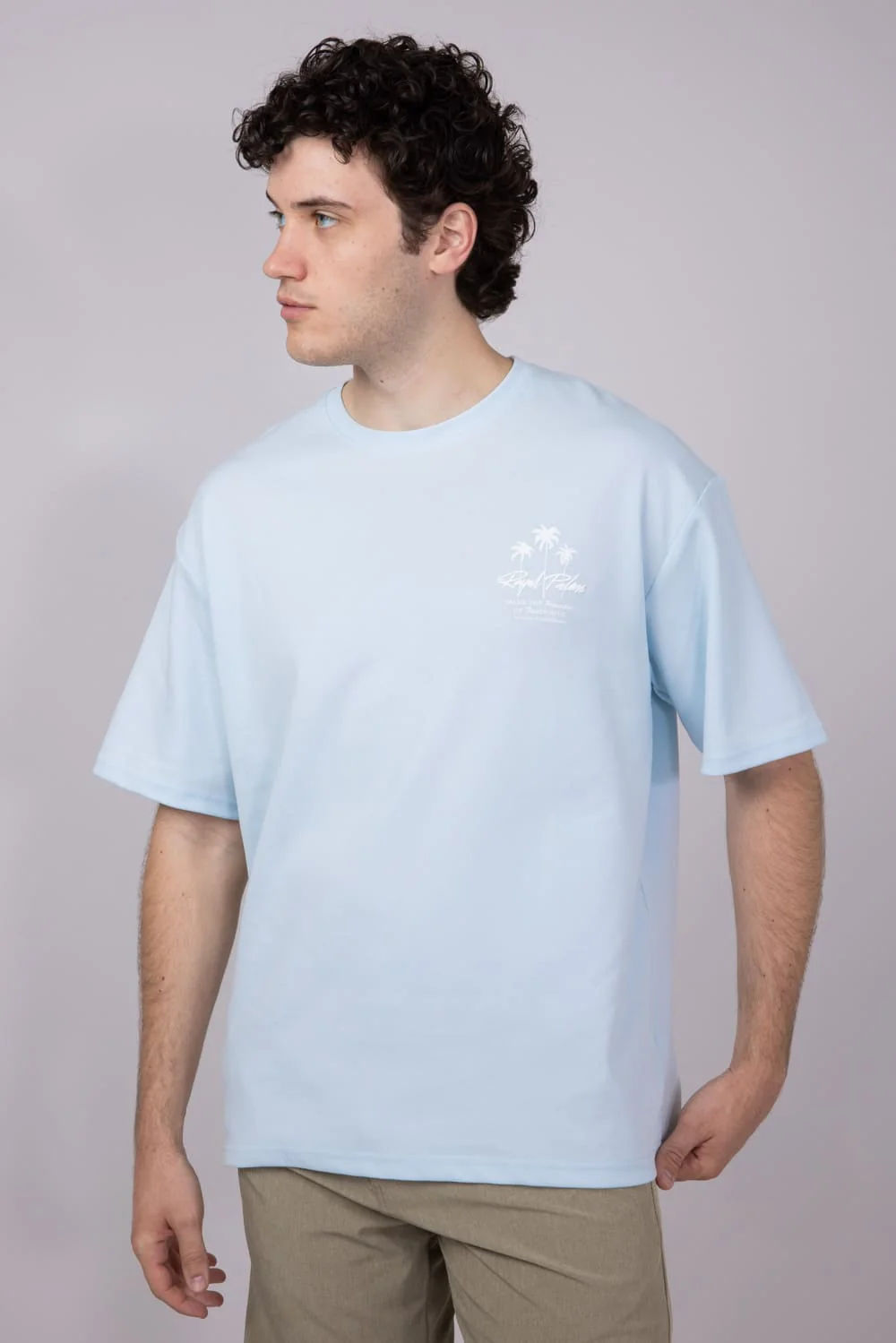 Cactus Man Royal Palms T-Shirt for Men in Light Blue | CKTS C176 - Image 6