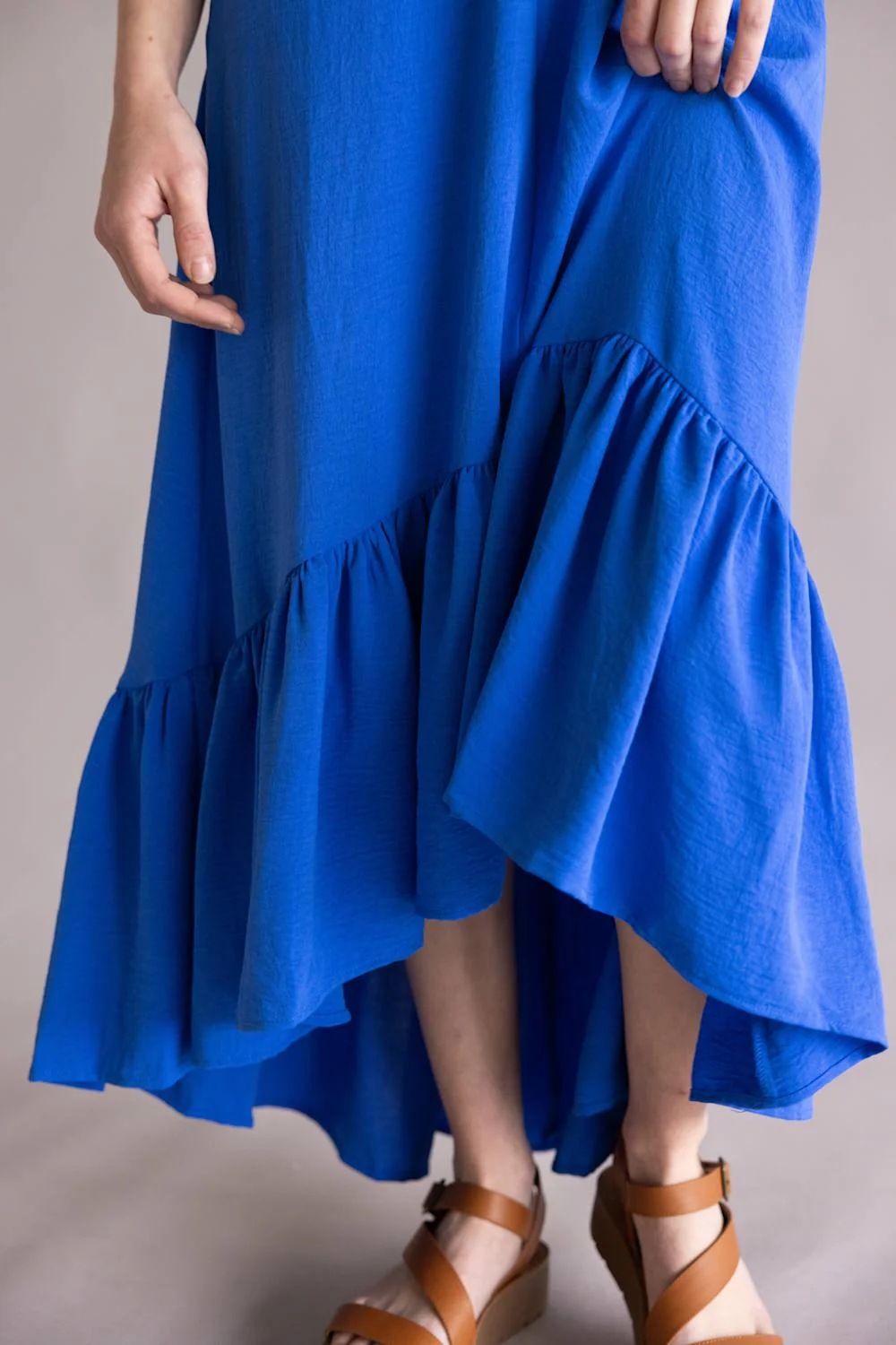 Ruched Halter Midi Dress for Women in Blue | A4146-PK-AZU - Image 4
