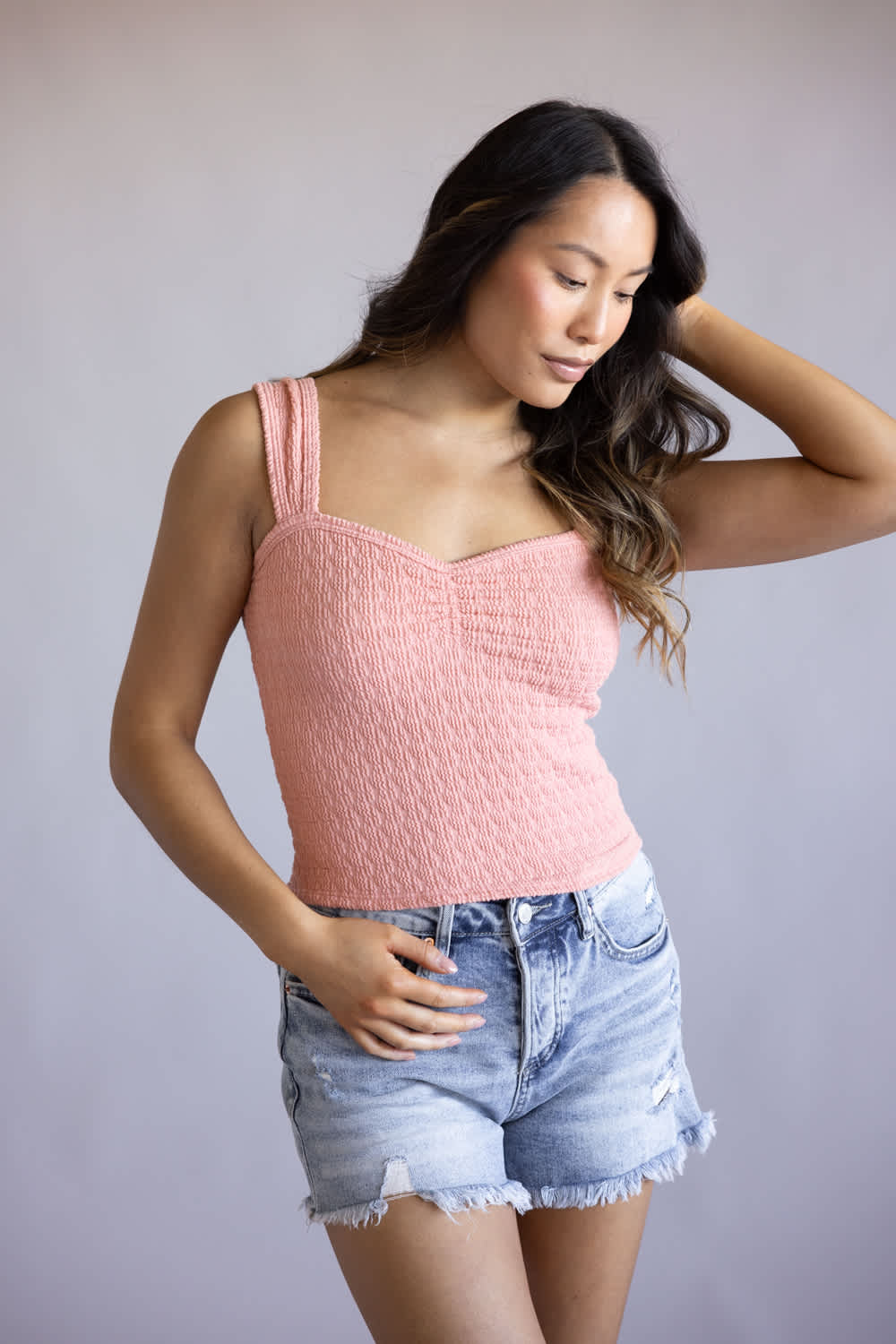 Ruched Tank Top for Women in Rose | MTL736-RSQ-ROS - Image 4