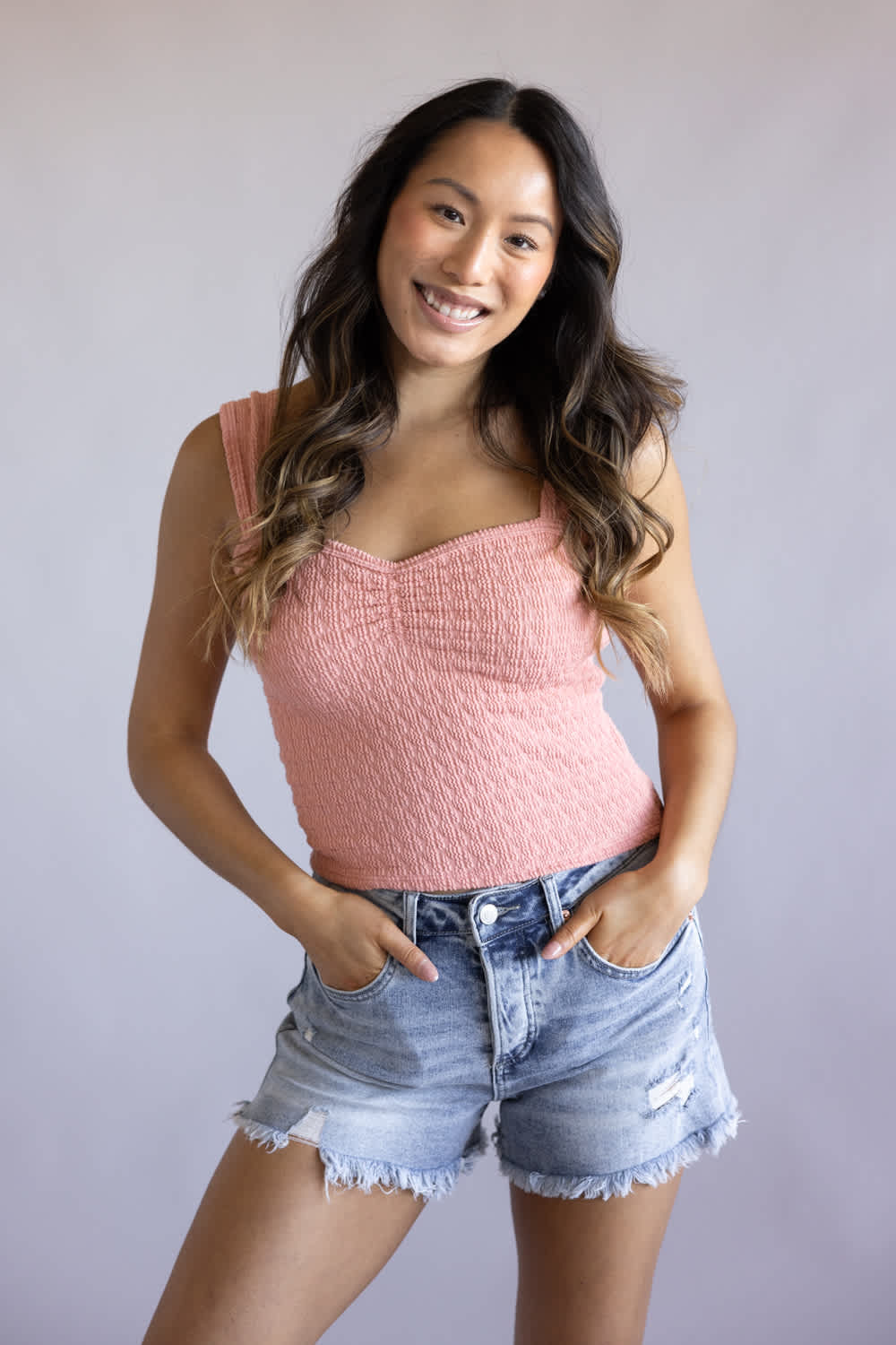 Ruched Tank Top for Women in Rose | MTL736-RSQ-ROS - Image 5