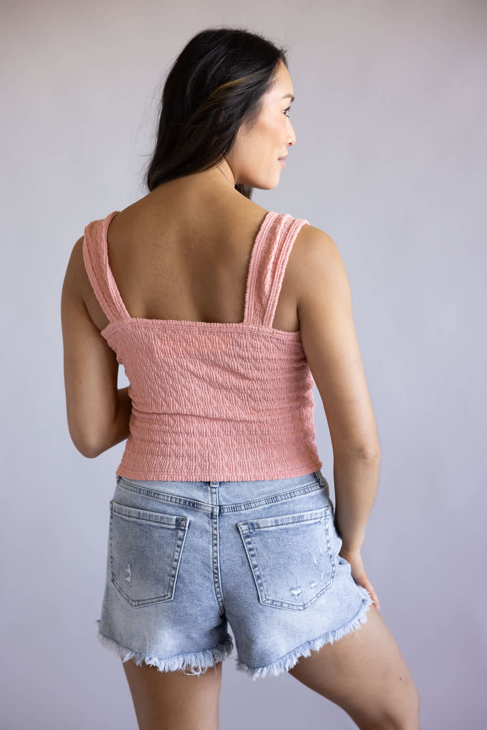 Ruched Tank Top for Women in Rose | MTL736-RSQ-ROS - Image 6