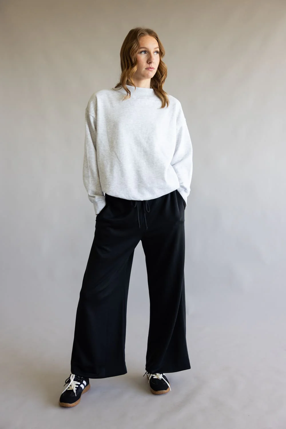 Ruffle Waist Modal Wide Leg Pants for Women in Black | VJP700007-BLACK - Image 2