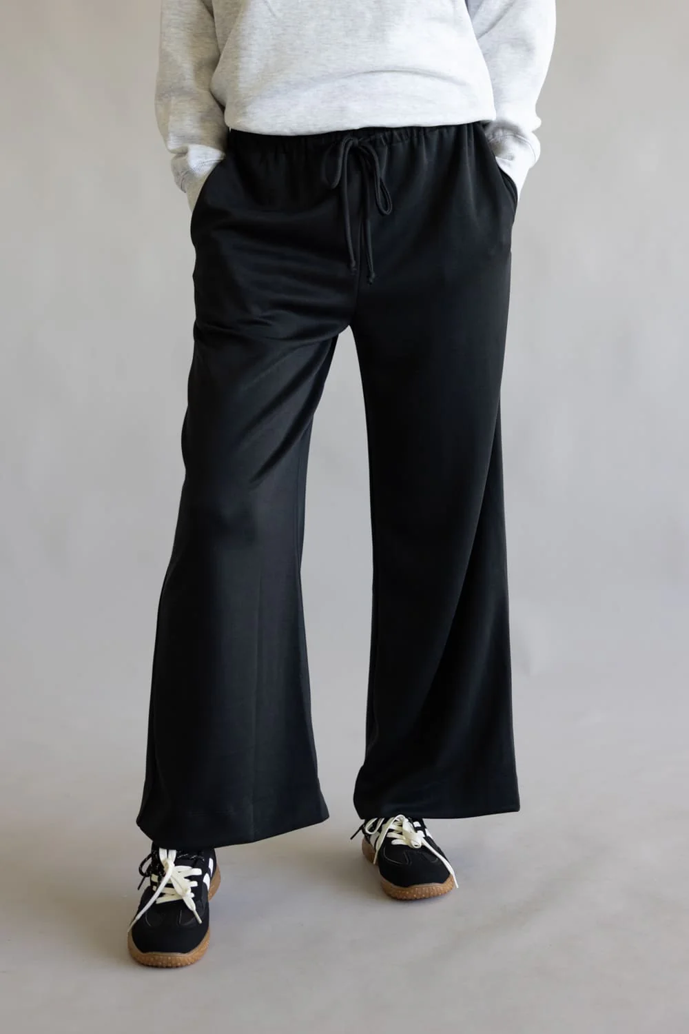 Ruffle Waist Modal Wide Leg Pants for Women in Black | VJP700007-BLACK - Image 3