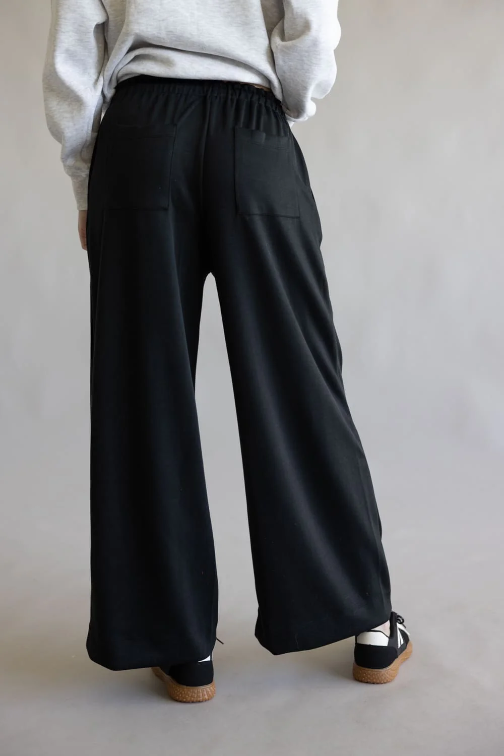 Ruffle Waist Modal Wide Leg Pants for Women in Black | VJP700007-BLACK - Image 5