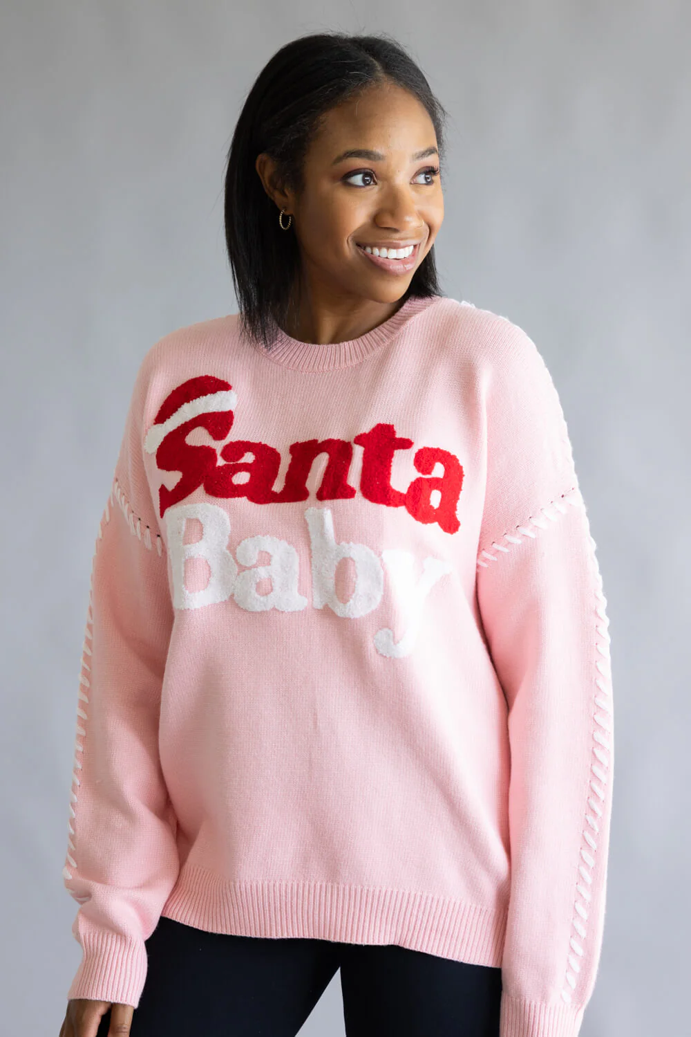 Santa Baby Sweater for Women in Light Pink | CL21078-LIGHTPINK - Image 3