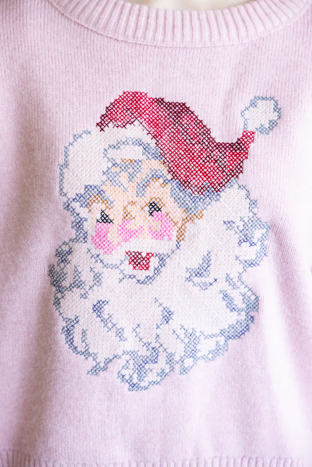 Santa Embroidered Sweatshirt for Women in Pink | IKT300363-01-PINK - Image 3