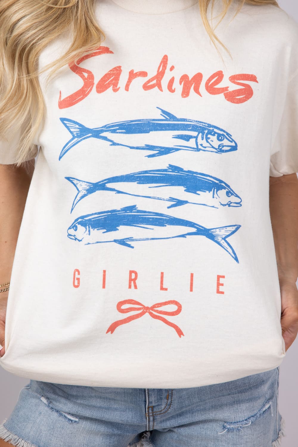 Sardines Girlie Oversized T-Shirt for Women in Ivory | 32911X-OTS-IVORY - Image 3