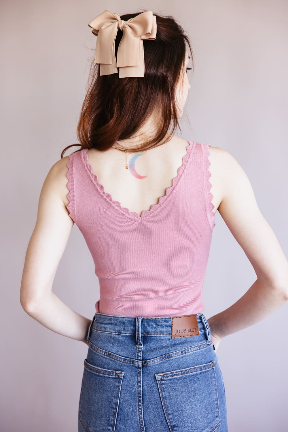 Scallop Tank Top for Women in Dusty Pink | TW1000-DUSTYPINK - Image 4